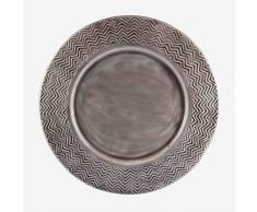 Better & Best Dessous de plat rond avec bordure en zigzag Gris 33 x 33 cm Matériau : métal émaillé