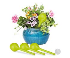 Relaxdays 10025454_48 Globe dâarrosage en Bourgeon en Lot de 4, dÃ©bit dâEau dosÃ©, Accessoire de Bureau, Ã8 cm, Plastique, Jaune, PP, Vert Clair