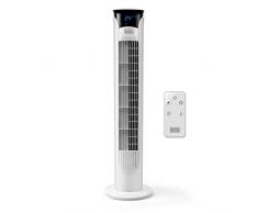 Black+Decker BXEFT48E - Ventilateur colonne digital oscillant et silencieux avec télécommande 81 cm de hauteur. 3 vitesses. 3 modes. Minuterie 12 h. Température ambiante. Puissant. Blanc