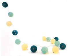 CREATIVECOTTON Guirlande Lumineuse Coton 5 W Aqua 50 Boules