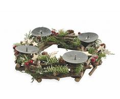 Villa dEste Xmas photophore Baies et Pommes de pin, Bois, Ivoire, 29Â x 29Â x 8Â cm