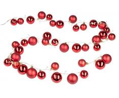 Guirlande de 40 boules de NoÃ«l rouges et 80 LED en blanc chaud pour NoÃ«l, dÃ©coration, Ã©clairage dambiance, env. 2 m