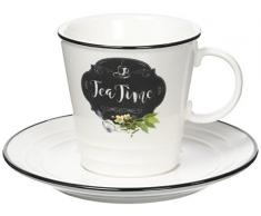Easy Life 1601KIBT Coffret Tasse Ã The, Porcelaine, Blanc, 30 cm