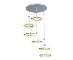 Homemania Galya Plafonnier en mÃ©tal chromÃ© 50 x 50 x 120 cm 1 LED 72 W 7560 lm 4200 K LumiÃ¨re blanche naturelle
