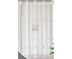 ForenTex Lot de 2 Rideaux avec Voilage 100 x 150 cm pour Cuisine brodés Floraux décoratifs pour fenêtres, S-1040,