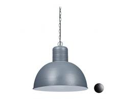 Relaxdays 10029931_111 Lampe Suspension, Gros Lustre pour Cuisine Salon et Salle à Manger Vintage, E27, 40 W, HxD 157 x 49 cm, Choix de Couleurs, Gris, 1 élément