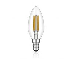 ledscom.de E14 LED Bougie Filament 4W =34W 380lm Blanche-Chaude A++ pour lintérieur et lextérieur