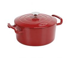 Sitram COCOTTE Sitrabella ronde en fonte émaillée 5 litres - Extérieur rouge et intérieur blanc - toutes sources de chaleur y compris induction et four - 711086
