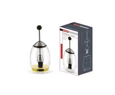 Home Huilier avec Pinceau, Acier Inoxydable, Transparent, 9Â x 8Â x 20Â cm