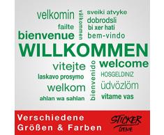 Graz Design Sticker Mural repositionnable avec Inscription en Allemand Herzlich WiLLKOMMEN Vert 50 cm x 35 cm