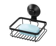 iDesign 23727EU Double pour la Douche, Salle de Bain en mÃ©tal avec Fixation Push-Lock, Crochet Ventouse sans perÃ§age pour Rasoir, Gant de Toilette ou Serviette, Noir Mat, 8, 1 cm x 3, 0 cm x 14, 4 cm