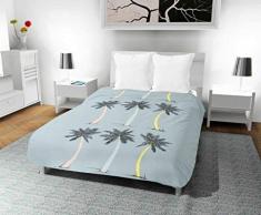 Intemporel Palmier Couette, Polycoton, Bleu, 220 x 240 cm