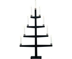 Star 259-60 Tall Chandelier LED 9 Lumières Bois/Métal Noir 110 x 61 cm