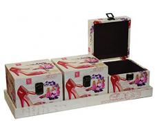 DOREX Set 3Â BoÃ®tes avec Plateau Parfum, Bois, Multicolore, Taille Unique