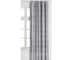 Home Maison 09376-8-AL Rideaux Jacquard avec Oeillets Ronds Gris/Argent 140 x 260 cm