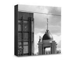 COGNOSCO HG-P105 Tableau Mural en Bois avec Photo darchitecture Potsdam Fortunaportal, Bois, Noir et Blanc, 15 x 15 cm