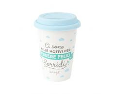 Mr Wonderful Take Away Tasse, Porcelaine, Blanc