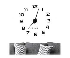 Relaxdays 10026984_46 Horloge DIY à Coller, Chiffres 3D, XL, Sticker Mural, Analogique, Heure, Cuisine, Salon, Entrée, Noir, EVA, Acrylique, métal, 1 élément