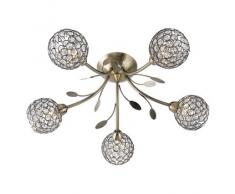 Searchlight Plafonnier 5 bras Finition en verre et laiton antique. Réf. 6575-5AB 165 W Antique Brass