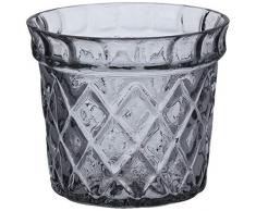 Better & Best Large vase en verre rond en forme de pot de fleurs rustique dÃ©corÃ© de carreaux 13,5 x 13,5 x 11,5 cm