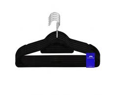 JVL Simple Gamme Toucher Velours Mince économiser de lespace antidérapant cintres Lot de 50, recyclé, Plastique ABS, Nylon, Zinc, Noir, 41.5 x 0.5 x 22.5 cm