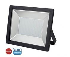 Velamp IS786 Projecteur LED SMD 15000 lumens (200W). Structure en aluminium. Installation en intÃ©rieur ou extÃ©rieur: IP65. Orientable. Pour jardins, dÃ©pots, magasins, parkings, 200 W, Noir