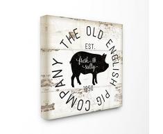 Stupell Industries Old English Pig Co Vintage Sign tendue sur Toile DÃ©coration Murale, Multicolore