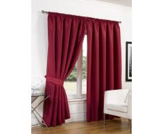 Dreamscene de Luxe Imitation Soie Embrasses Rideaux occultants Y Compris, Polyester, Red, 90 x 90-inch