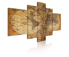 Dekoarte 67 - Tableau moderne sur toile montÃ© sur cadre en bois 5 piÃ¨ces, carte ancienne, 180x85cm