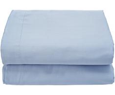 ESSIX Drap de lit uni, Satin de Coton, Bleu de Provence, 180x290 cm