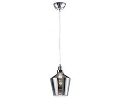 TRIO, Suspension, Calais 1xE27, max.60,0 W Verre, Fumé, Corps: metal, Couleur aluminium Ã:20,0cm, H:130,0cm IP20