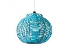 Luminaire Korba turquoise, suspension rotin, 60 W, bleu, Ã¸ 30 x H 24 cm