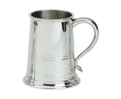 Edwin Flasque & Co de Bain Style 1 Pinte chope avec Base en Verre â Doublé Motif Cygne Traditionnel pour Le Corps avec poignée, en étain