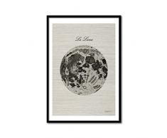 CUADRIMAN Design Tableau Luna, Bois, Gris, 92Â x 62Â cm