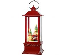 WeRChristmas LED Père Noël et Sapin de Noël Lanterne Décoration, 26 cm â Rouge