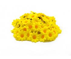 AKORD TÃªtes de Fleurs artificielles Gerbera Daisy pour fÃªte de Mariage de Bricolage, Jaune, 0.38Â x 0.38Â x 0.2Â cm