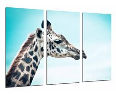 Tableau Moderne Photographique, Impression sur bois, Animal DÃ©coration Nature Girafe, ciel bleu, 97 x 62 cm, ref. 26894