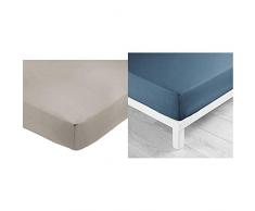 AmazonBasics Drap-Housse en Polycoton 200 Fils Gris 160 x 200 x 30 cm & Douceur dintérieur Drap Housse 2 Personnes 160x200 cm Lina Bleu Nuit