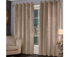 Gr8 Home Victoria Elizabeth Paire de Rideaux de doublés à Åillets Effet métallique Effet Velours Naturel 228 x 183 cm