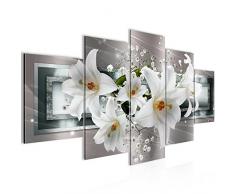 Tableau decoration murale Lys de Fleurs 200 x 100 cm - XXL Impression sur Toile Salon Appartment 5 Parties - prêt à accrocher - 204751c