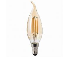 Xavax Ampoule LED (35 W, E14, 400 lm, 15000 h, blanc chaud, LED 230V, ampoule en forme de bougie, totalement en verre, vintage jaunÃ¢tre, filament) Transparent