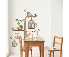 Harry &Ours colorée Sticker mural Arbre et oiseaux