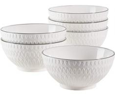 MÃSER 931576 Telde Lot de 6 bols Ã cÃ©rÃ©ales en porcelaine avec jolie surface en relief