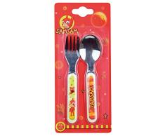 FUN HOUSE 005827 SAMSAM Set de couverts composé dune cuillère et dune fourchette pour enfant