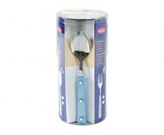 Home Service Ã Couverts 24Â piÃ¨ces, Plastique, Acier/Bleu, 11Â x 11Â x 23Â cm