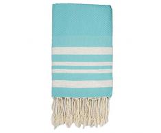 Moorish Idol - Fouta Nid dAbeille Lurex- 100cm x 200cm- Vert Turquoise/Argent