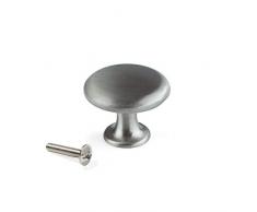 Emuca - Bouton pour meuble de Ã31mm, poignée pour armoire ou commode, poignée ronde en zamak nickel satiné