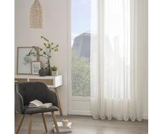 HomeMaison Voilage avec Fines Rayures Verticales à Oeillets, Polyester, Gris, 240x140 cm