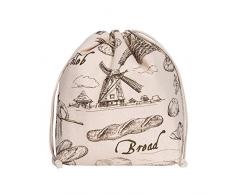 Slowroom Bakery Sac à Pain 3 en 1 en Coton avec Impression Naturelle Marron 32 x 35 cm