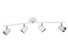 Reality Leuchten Toulouse Spot mural LED en plastique mat avec LED 3,5 W Ligne de spots - 4 ampoules blanc mat